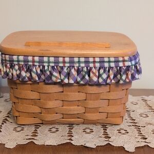 Longaberger Basket with Blueberry Plaid Liner